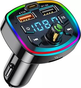 TRANSMISOR FM BLUETOOTH COCHE, MANOS LIBRES ADAPTADORES DE RADIO DE COCHE REPRODUCTOR DE AUD