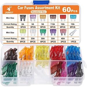 JOREST 60PCS FUSIBLES COCHE KIT - AUTOMóVIL FUSIBLE PARA COCHE/CARAVANAS/FURGONETA/MOTO(2A 3