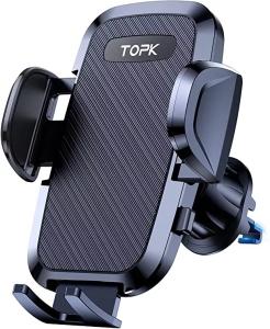 TOPK SOPORTE MóVIL COCHE, SOPORTE TELéFONO COCHE CON CLIP DE GANCHO ESTABLE PARA REJILLA DEL