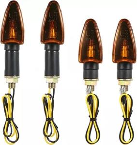 SHKALACAR 4PCS 12V MOTO BICICLETA BOMBILLA áMBAR FRONTAL Y LUZ INDICADORA DE SEñAL DE GIRO T